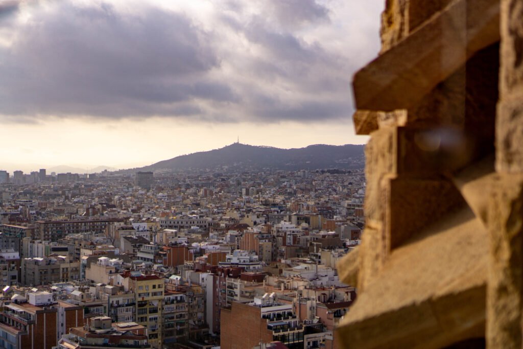 View over Barcelona from the Sagrada Família Passion tower