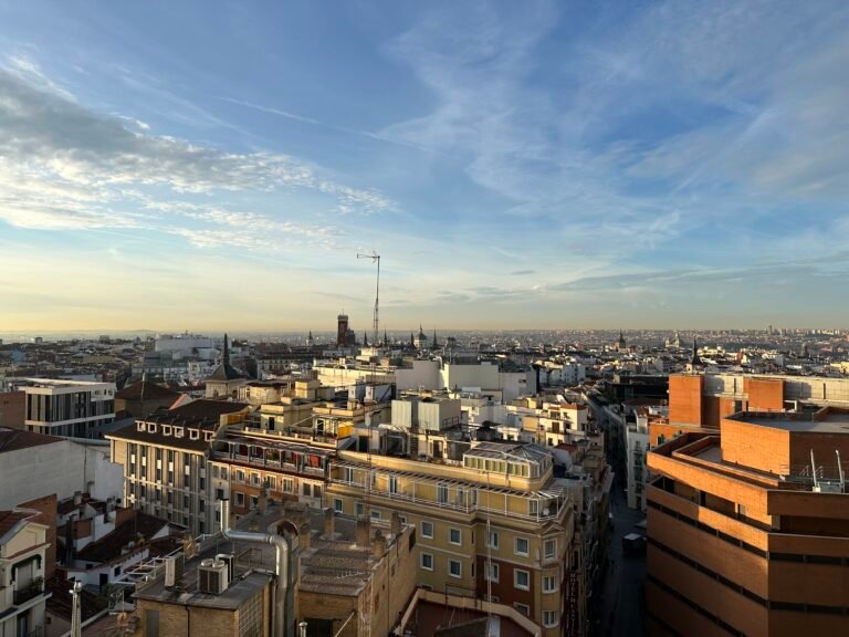 Madrid skyline from hotel balcony